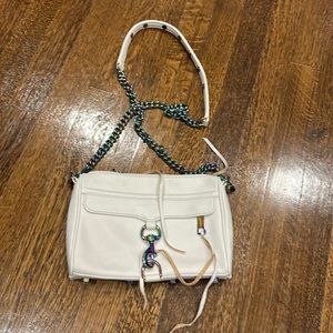 White Rebecca minkoff Crossbody, hardware is rainbow